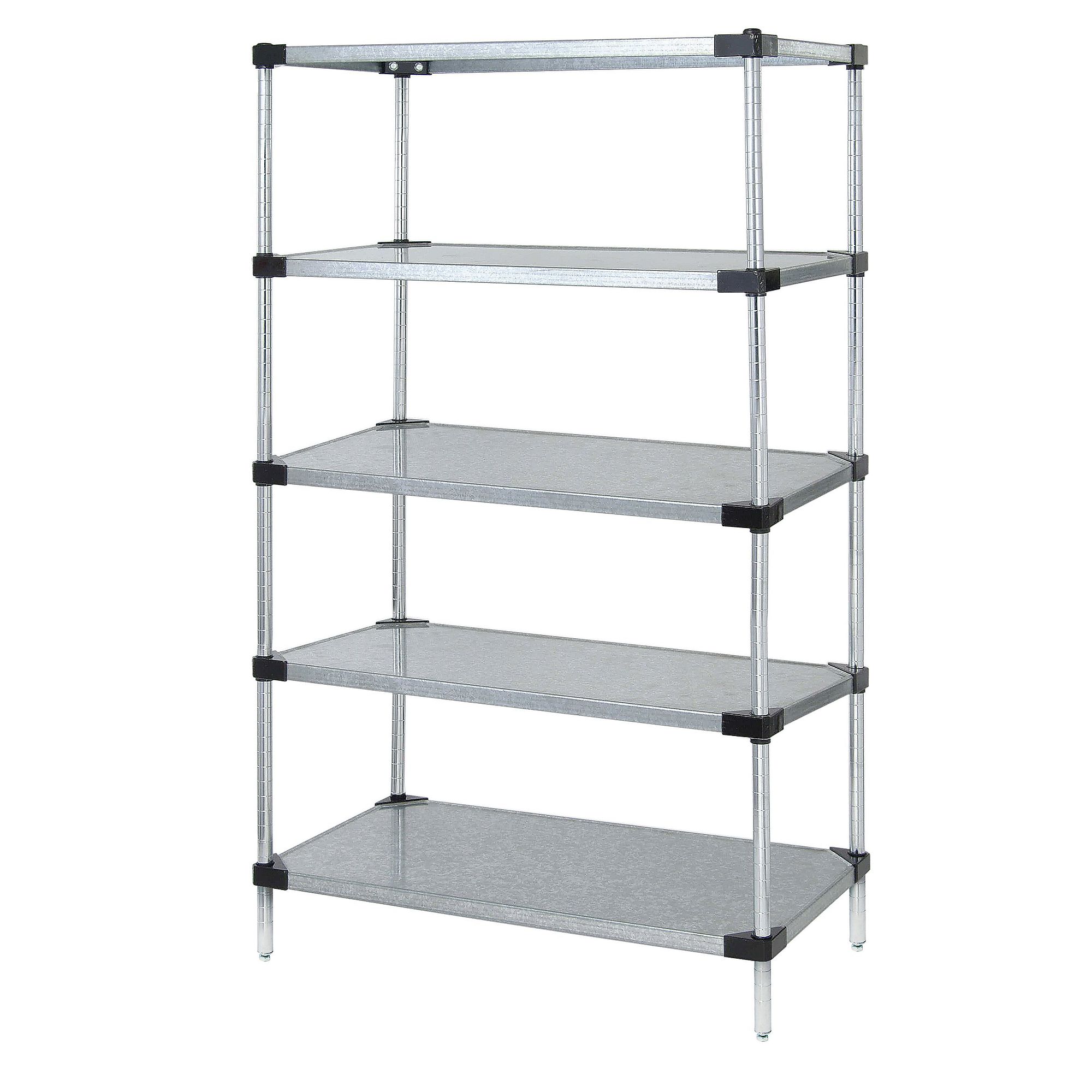 Quantum, Galvanized 5 Solid Shelf Starter Kit 63in., Height 63 in, Width 14 in, Depth 72 in, Model# WR63-1472SG-5